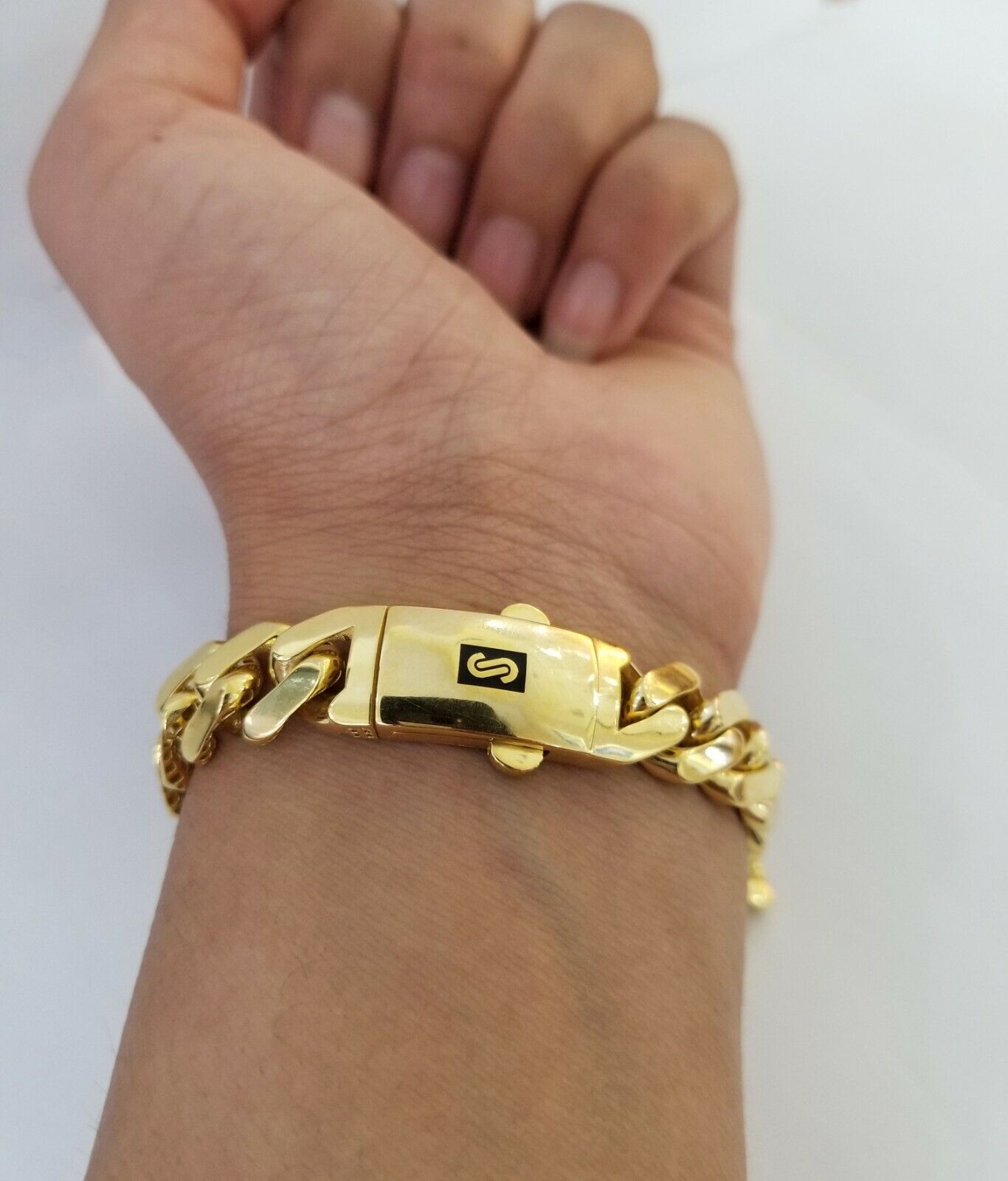 10k Gold Cuban Link Royal 11mm Monaco chain and Bracelet 10kt Real gold set - GoldenlinQ
